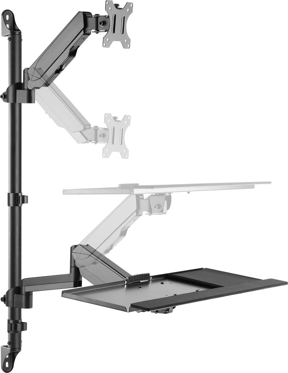 Poste de travail assis-debout - Support mural - Support de moniteur - Support mural pour clavier - Poste de travail