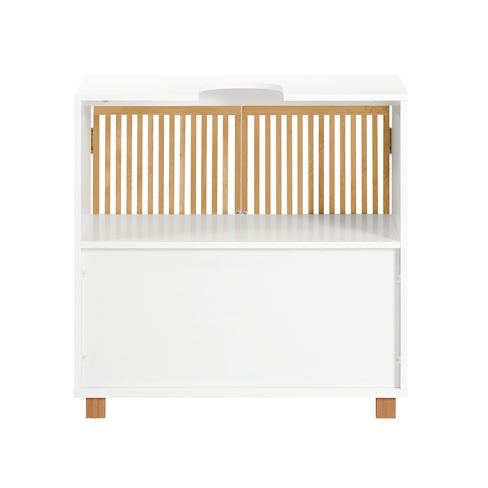 SoBuy BZR125-W Meuble bas pour évier - Blanc - 2 portes - 60x33x60cm