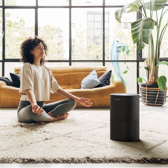 Auronic Air Purifier Fresh - Avec filtre HEPA 13 - 225 m³/h - 45 m² - Filtre à charbon - 3 étapes - Purificateur d'air - Noir