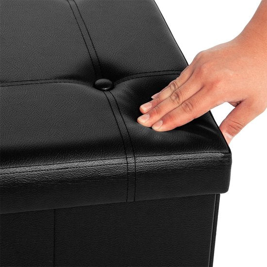 Banc de rangement Casaria - 80x40x40cm 100L Faux cuir - Noir