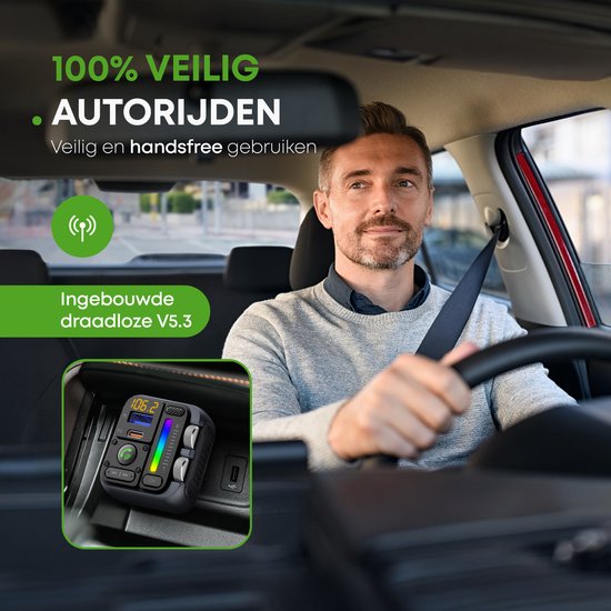 iSetchi Bluetooth FM Transmitter - Quick Charge 3.0 - Carkit - USB C - Sans fil