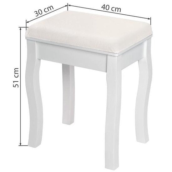 tectake® - tabouret de maquillage avec siège rembourré - Blanc