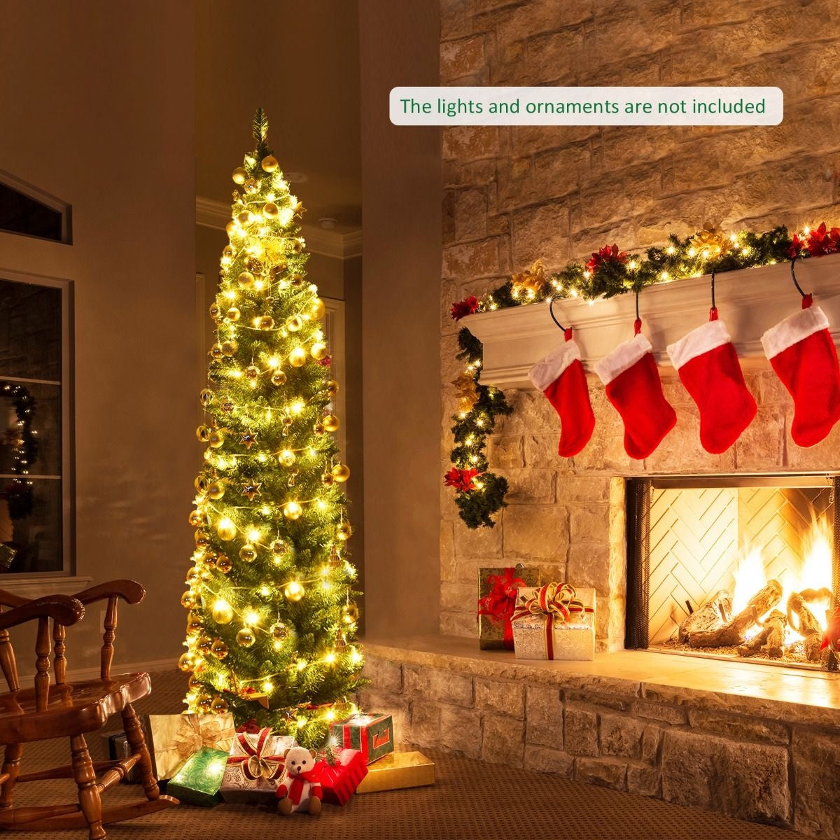 Coast Sapin de Noël en forme de crayon - 210 cm et 700 pointes - avec support en métal et branches réalistes - pour l'intérieur et l'extérieur - PVC vert et métal
