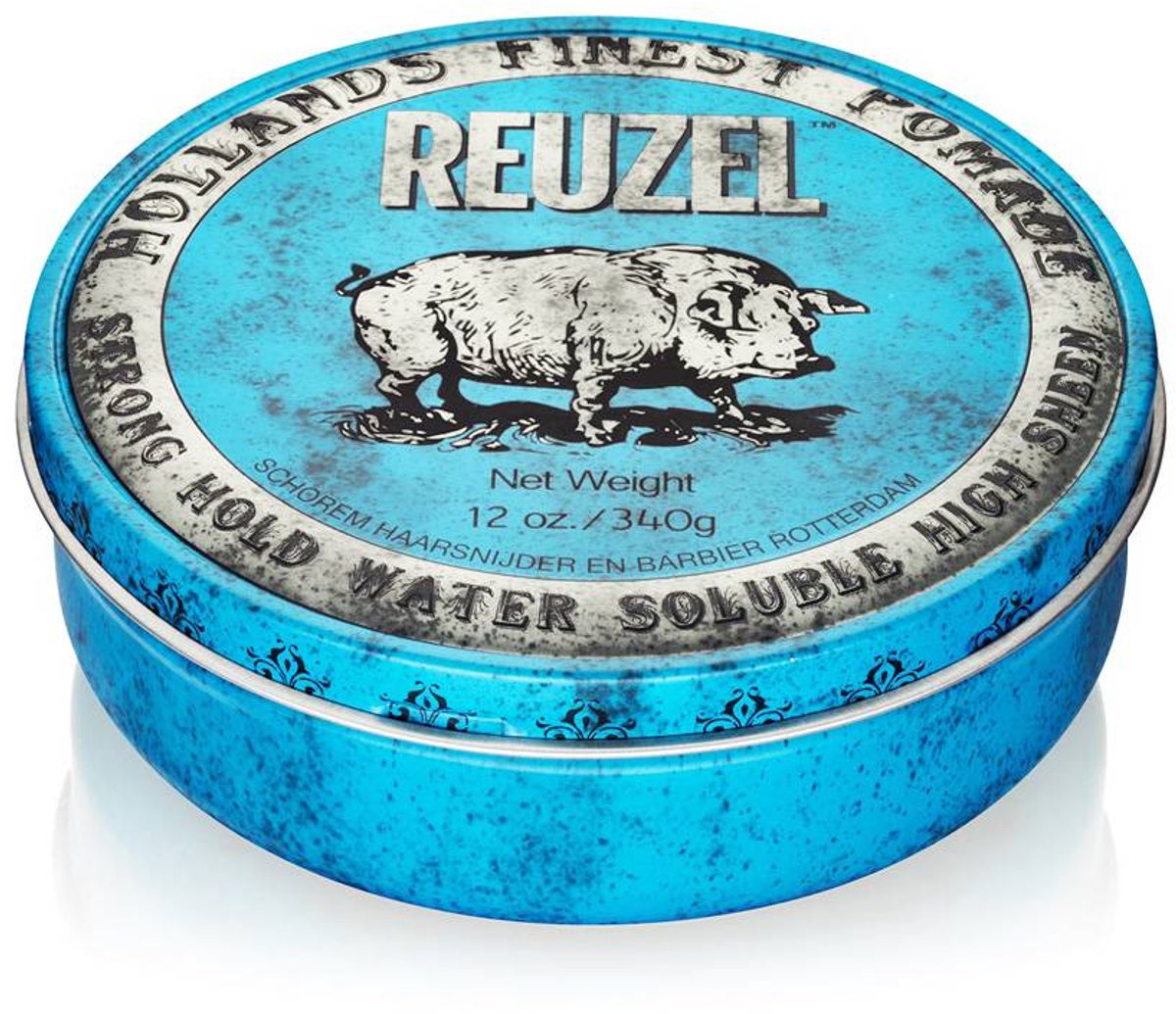 Reuzel Blue Pomade Strong Hold - Brillance intense - Soluble dans l'eau - 340 g - 12,7 x 12,7 x 4,5 cm - Bleu