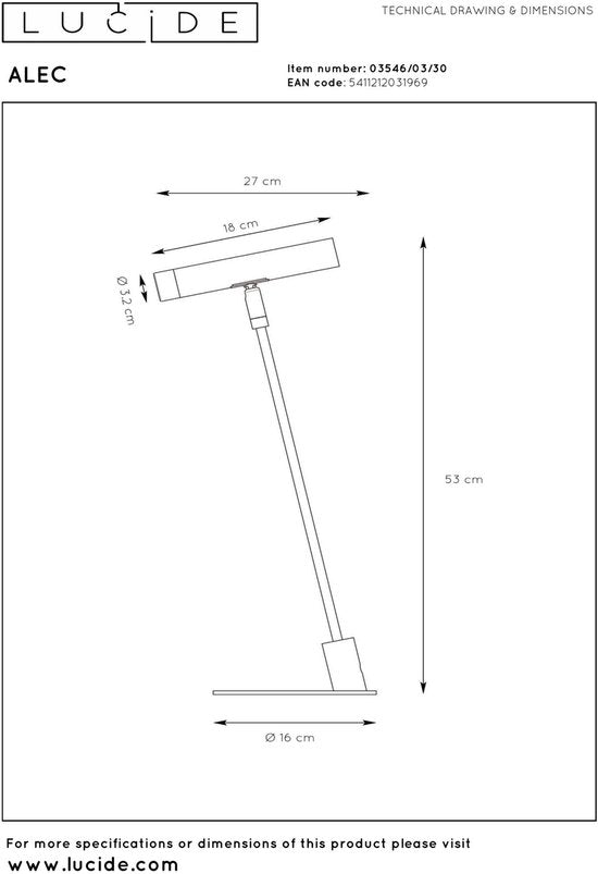 Lucide ALEC - Lampe de bureau - LED 3 StepDim - G9 - 1x3 W 2700 K - Anneaux interchangeables inclus - Noir