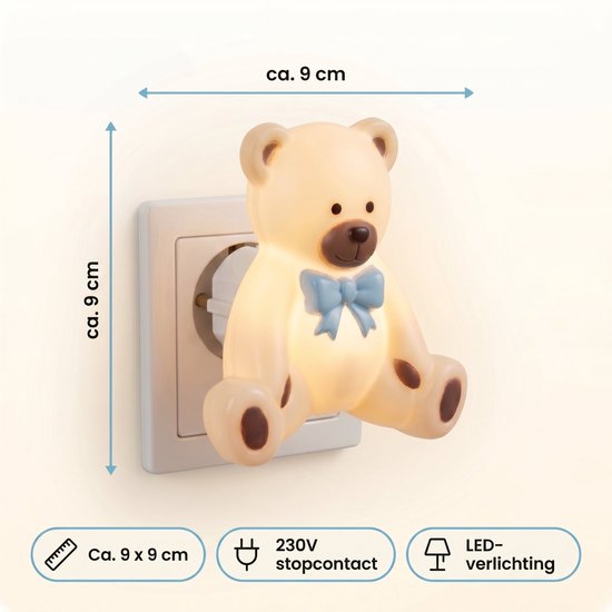 Cheqo® Veilleuse pour enfants, pour chambre d'enfant et chambre de bébé - Veilleuse pour bébé « Petit ours » - Veilleuse à brancher - Veilleuse LED pour chambre à coucher - Veilleuse à brancher en forme d'animal - Veilleuse à brancher blanc chaud pour enf