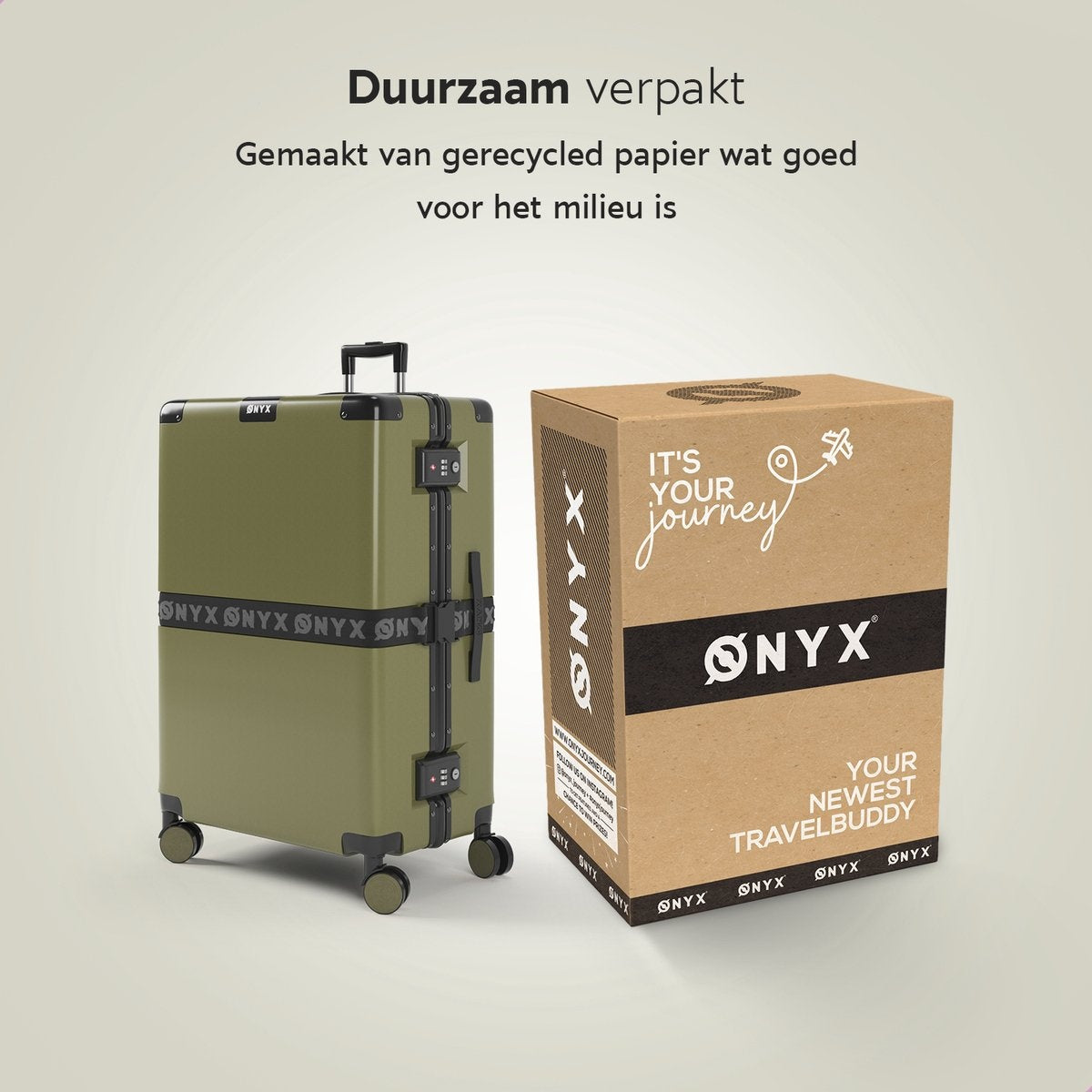 Valise bagage à main ONYX 100L - Ensemble de valises - léger - Serrure TSA - aluminium - Vert olive