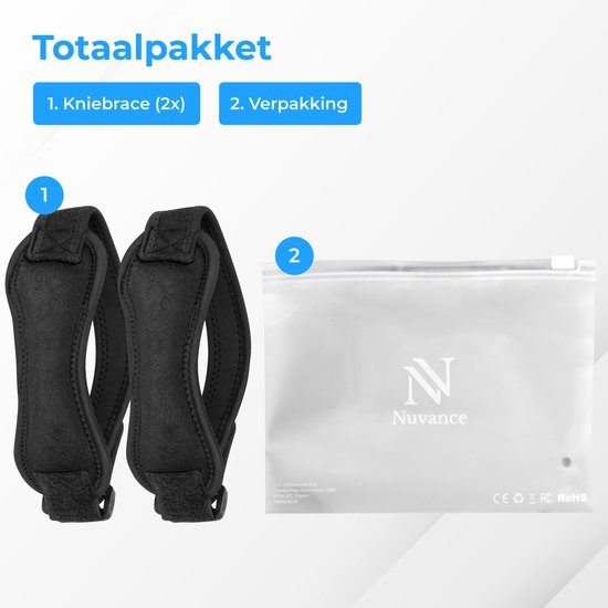 Nuvance - Attelle de rotule - Attelle de genou - Jeu de 2 attelles de genou - Attelle de genou pour le soutien - Attelle de genou pour le sport