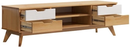 Buffet TV en bois massif 140x42x40cm naturel