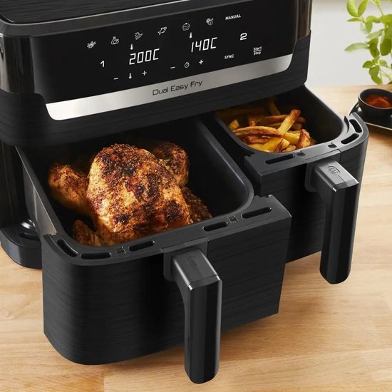 Tefal EY901N10 Dual Easy Fry Essential - Friteuse d'air - 2700W - 8.3L - Noir