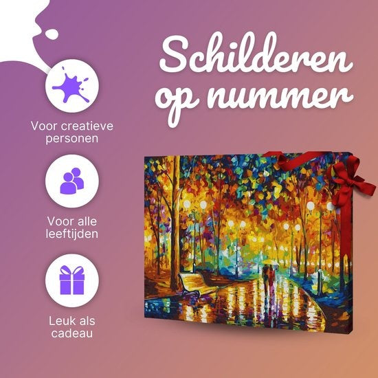 Rubye® Peinture par Numéros pour Adultes – Parc Romantique – Inclus Peinture et Pinceaux – Toile de Peinture sur Toile – Coloriage par Numéro – 40x50cm
