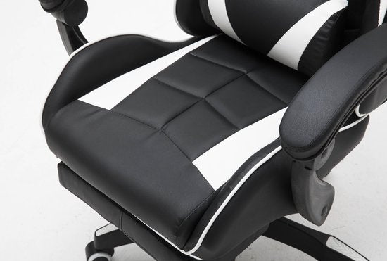 Chaise de jeu DMV - Extensible - Max. 110kg - Coussin de nuque inclus - 128 x 63 x 50cm - Noir & Blanc
