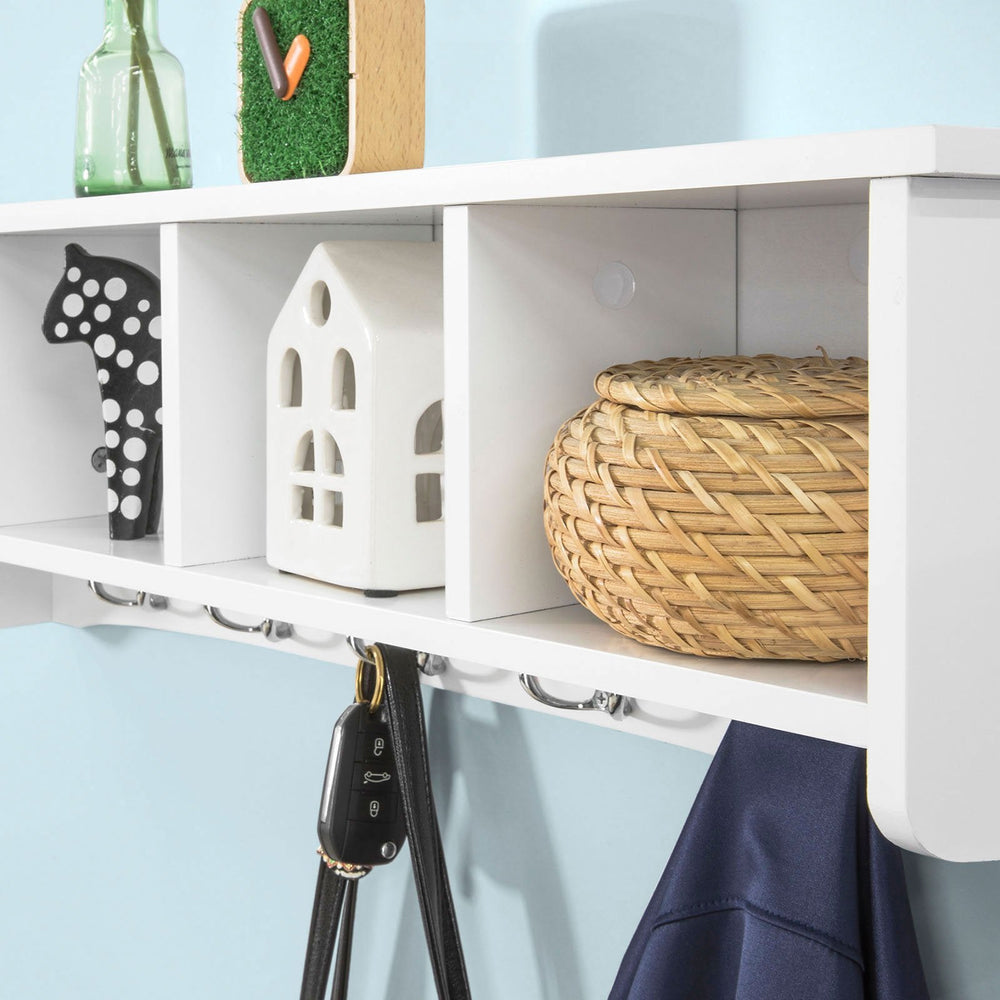 SoBuy FRG48-L-W Armoire murale avec 5 crochets - Blanc - 72x15x23 cm