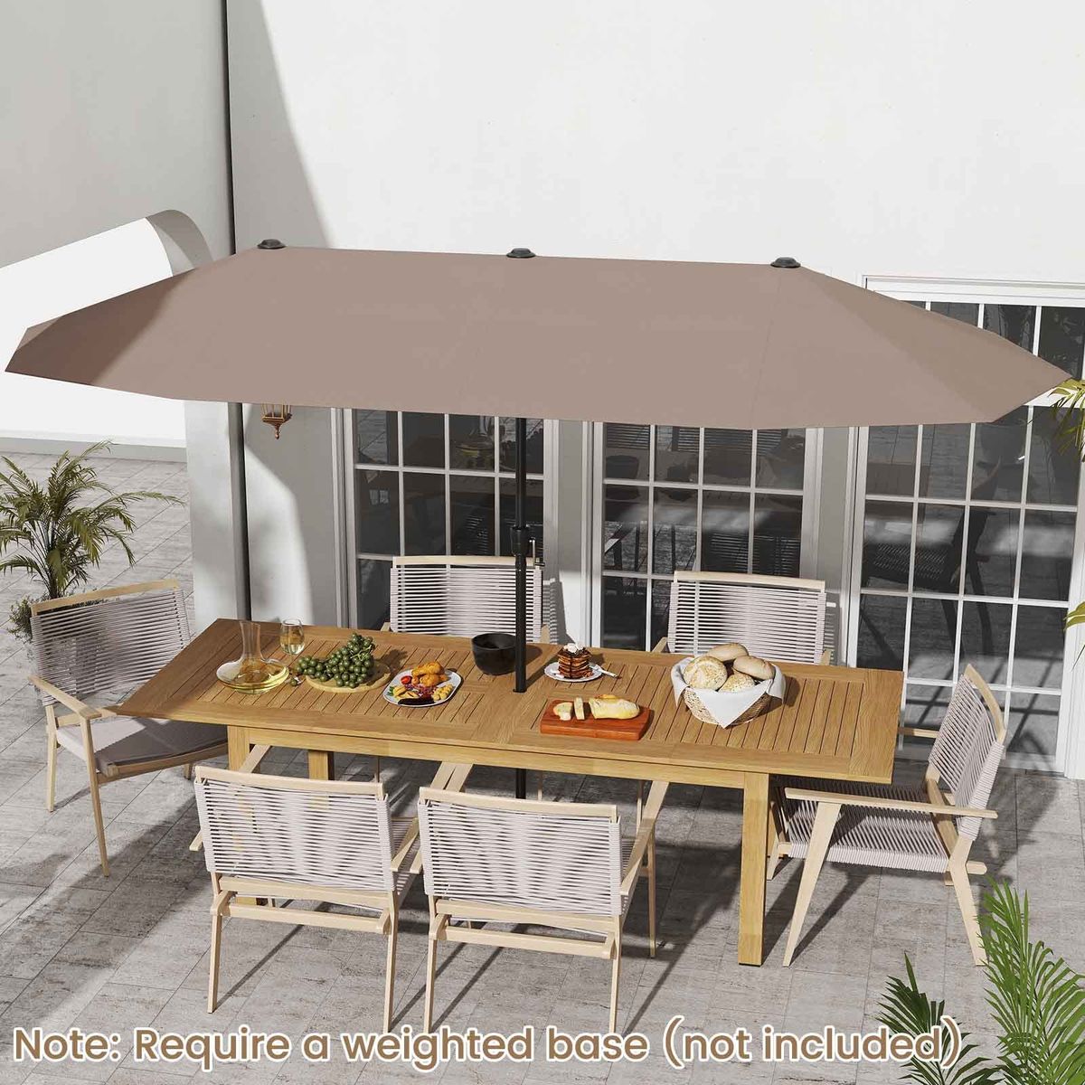 Parasol double Coast - rectangulaire - polyester hydrofuge - 400 x 215 cm - marron