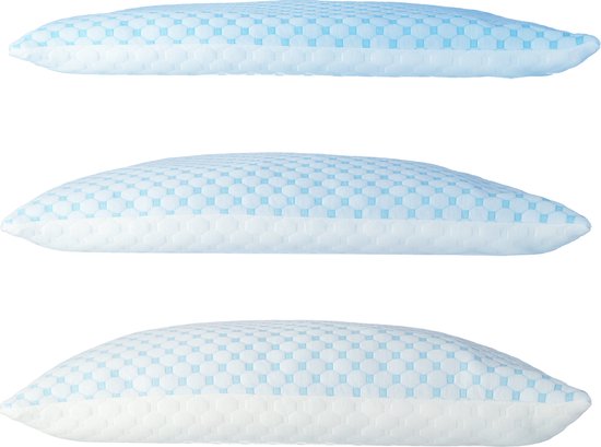 BREND BR-2215 Oreiller CloudComfort pour toutes les positions de sommeil - mousse à mémoire de forme - avec faces chaudes et froides - confort réglable - blanc