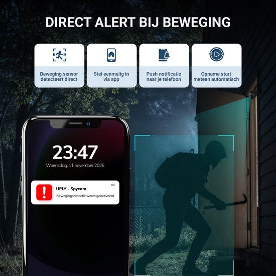 Caméra espion UPLY - Caméra cachée - Carte SD 64 Go - Mini caméra cachée - Caméra espion - Wi-Fi 1080p - Vision nocturne et détection de mouvement - Avec application - Sans fil - Petite caméra d'espionnage