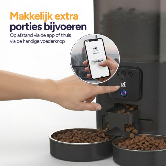 Viervoeter Feed Pro Dual - Mangeoire automatique 7 L - Caméra HD et audio - Chat et chien - Distributeur automatique de nourriture avec application - Noir