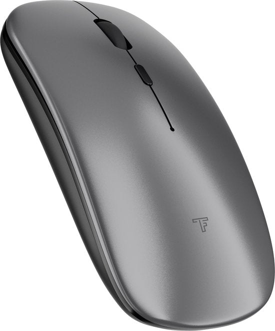 Souris sans fil Trendfield - Souris d'ordinateur rechargeable - Bluetooth - Souris ergonomique avec clic silencieux - Convient à tous les ordinateurs portables - Gris spatial