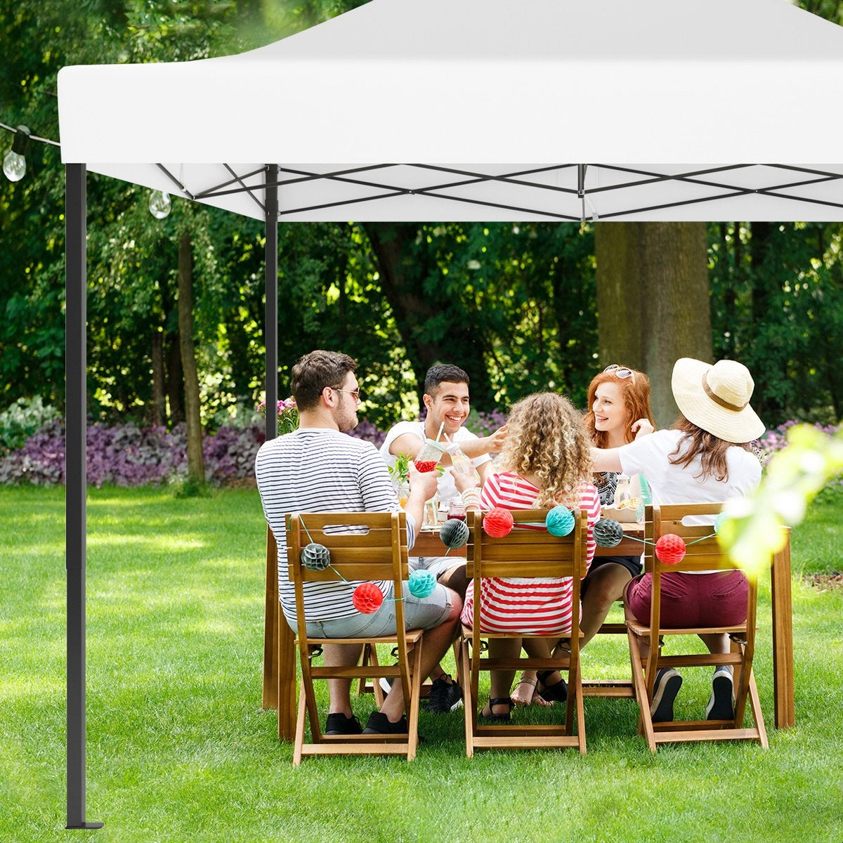 Tentes de fête - Pavillon - LifeGoods - 3x4.5 m - Facile à monter - Pliable - Imperméable - Sac de transport à roulettes - Blanc
