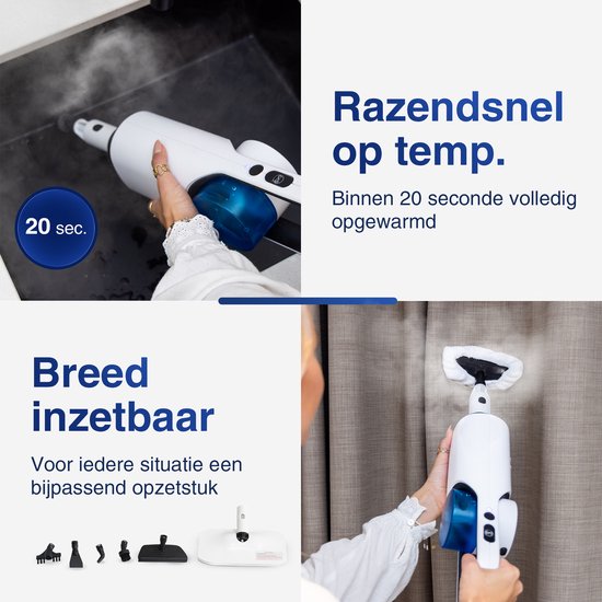 Samako Royal Elite Nettoyeur vapeur - Défroisseur à main - Détachant - Nettoyage en profondeur pour sols, canapé, salle de bain et tapis - Shampoing tapis