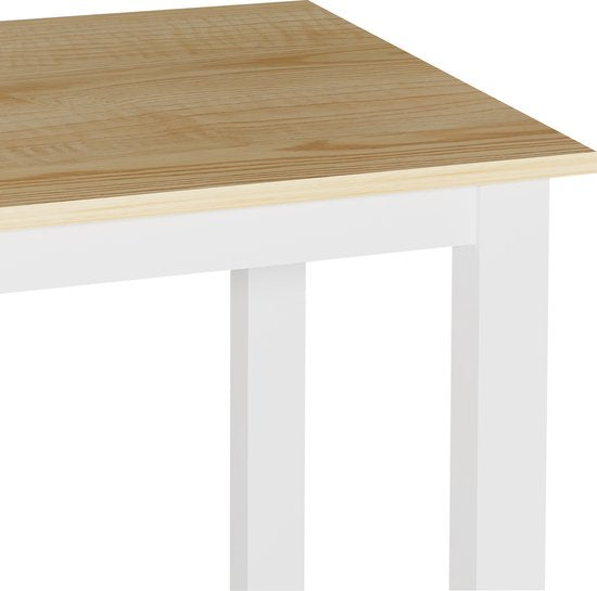 Table carrée - VDD – 75 x 75 cm – Plateau MDF brun clair – Structure métal blanc