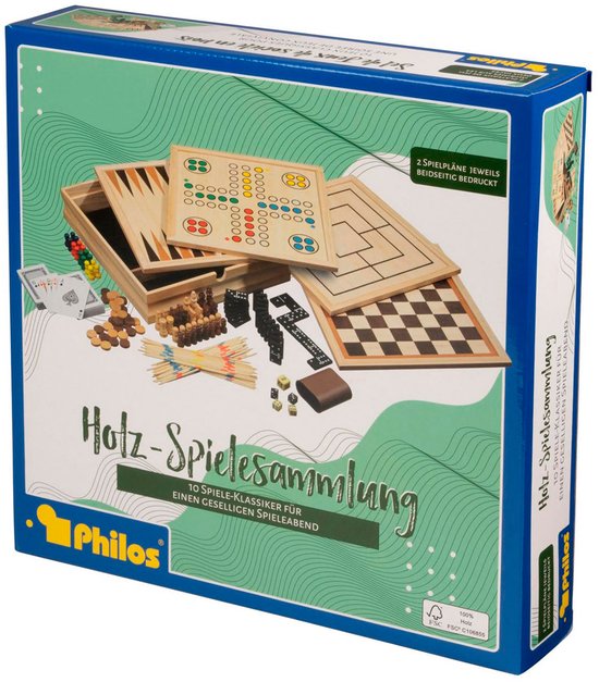 Collection de jeux en bois Philos, 10 pièces, taille moyenne