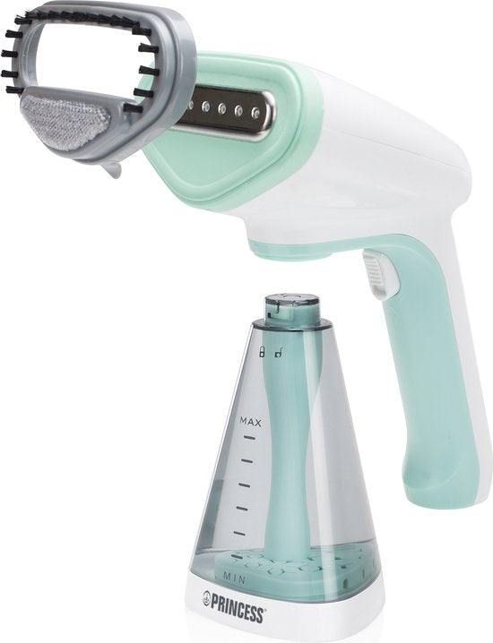 Princess 332846 Défroisseur à vapeur - Défroisseur à main – 2 réglages de vapeur - Réservoir d'eau amovible - Chauffe rapidement - Brosse de nettoyage incluse - 1 600 W
