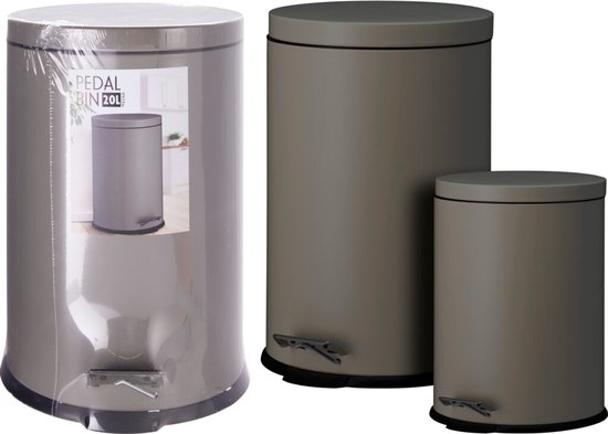 Excellent Houseware Pedal Bin Set 20L & 5L Bronze