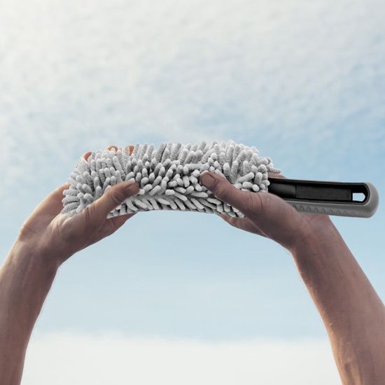 Brosse à rebord - Gris - Microfibre - 34 cm - set de 2 pièces