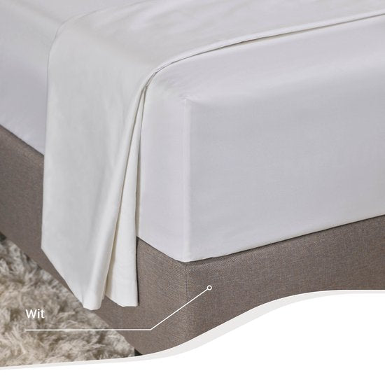 Home by TEMPUR® - Drap-housse Topper - Blanc - 90 x 200 x 9 cm - Satin de coton - Sans repassage - Convient au sèche-linge