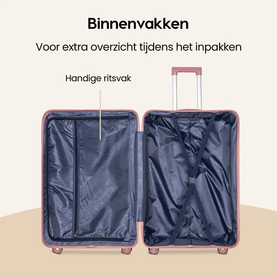 SKYCASES Urban Adventurer - Valise de voyage moyenne - Verrouillage par numéro - 44x27x66cm - 78L - Valise de voyage avec verrouillage de valise - Roues pivotantes - Rose