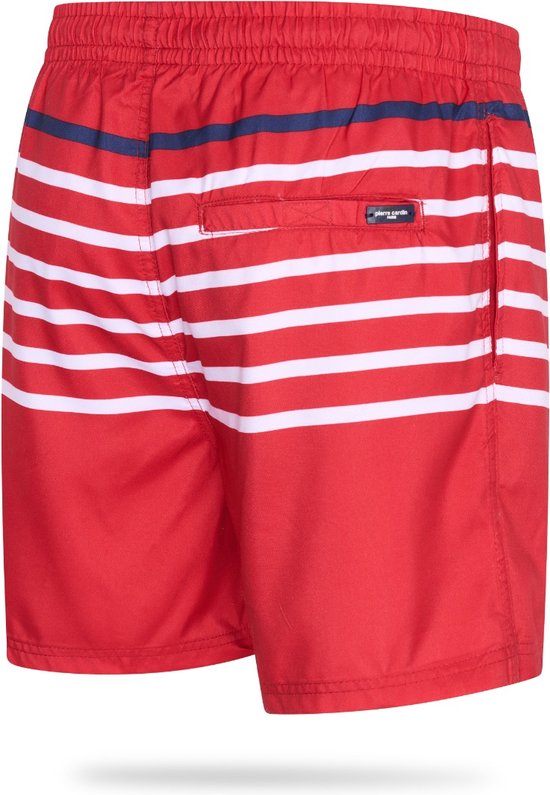 Pierre Cardin - Short de bain rayé pour homme - Rouge - Taille XL