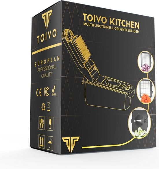 Toivo Kitchen Vegetable slicer - Multifunctional - Black - 11 in 1 Kitchen mandolin - Manual - Kitchen slicer - Onion slicer - Spiral slicer - Chips slicer - Grater