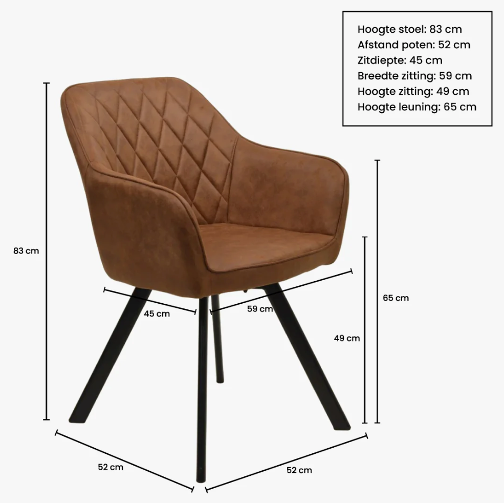 Meubles 31 Brione - Chaise de salle à manger Duopack - Pivotant à 360° - H 83 x L 59 cm - Microfibre/Acier - Taupe