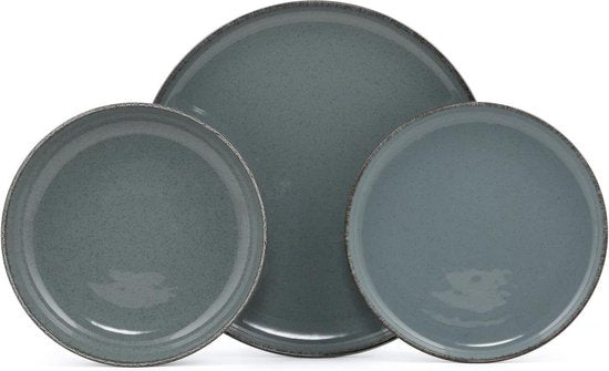 Asir - Service de table (18 pièces) - Bleu - 27 x 27 x 2,5