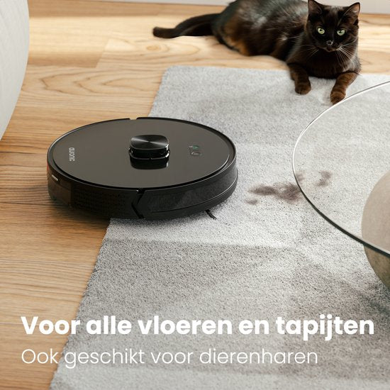Auronic Robot Aspirateur - Avec fonction balayage - WiFi et App - Station de charge - Animaux domestiques - Robot balayeur - Navigation laser - Station de vidange automatique - Noir