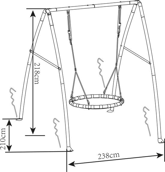 Balançoire « Nest » en métal AXI, couleur anthracite/crème - Ensemble de balançoire autoportante avec structure et balançoire « Nest » Ø 120 cm - Ensemble de balançoire pour enfants