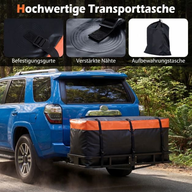 Sac de voyage Coast pour porte-bagages sur attelage – 255 L – 129 x 42 x 45 cm – Orange et noir