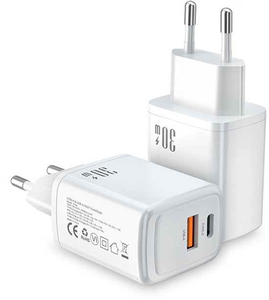 Vlectro - Adaptateur 2-en-1 pour charge super rapide - Blanc - 1 adaptateur