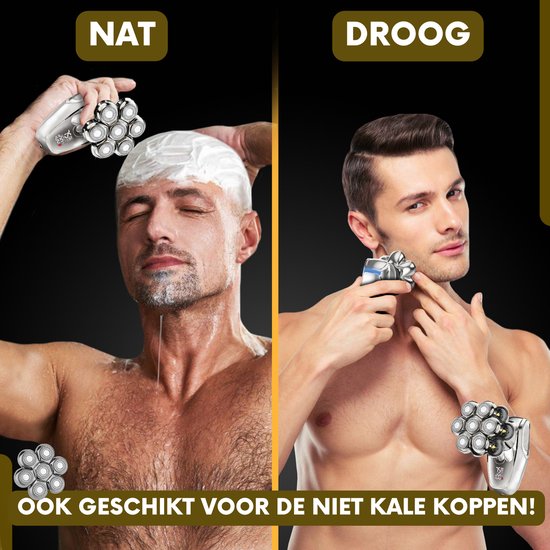 Rasoir 6-en-1 pour hommes + tête de rasage supplémentaire - tondeuse - sansbeauté® SkullSharp MAX - rasoir électrique pour le visage et la tête - rasage - rasage de la tête - humide et sec - électrique