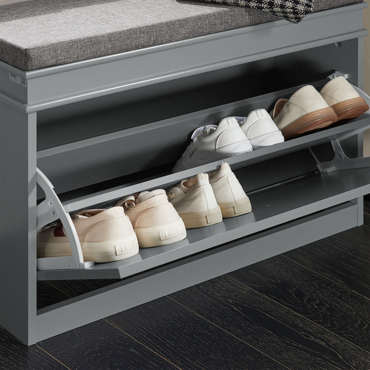 SoBuy FSR82-K-HG Meuble à chaussures avec siège - 75 x 24 x 51 cm - Gris