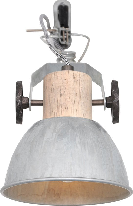 Spot à pince et applique murale Gearwood 2752NI, nickel, douille E27, design tendance, en bois et métal, pour usage intérieur, orientable et inclinable
