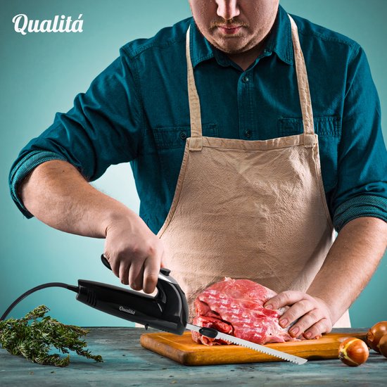 Qualitá® Couteau électrique - Couteau à pain électrique Couteau à viande - Trancheur de pain