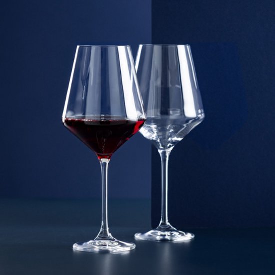 Lot de 2 verres à vin rouge – 550 ml – Design élégant avec pied allongé – Verres de luxe pour le vin rouge