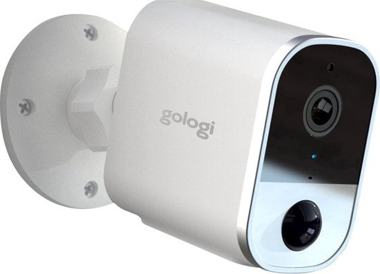 Gologi wireless camera on battery - Caméra de sécurité - Avec vision nocturne - Caméra WiFi - Caméra de sécurité - Rechargeable - Application en néerlandais - Blanc