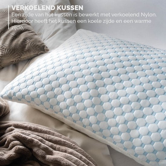 BREND BR-2215 Oreiller CloudComfort pour toutes les positions de sommeil - mousse à mémoire de forme - avec faces chaudes et froides - confort réglable - blanc