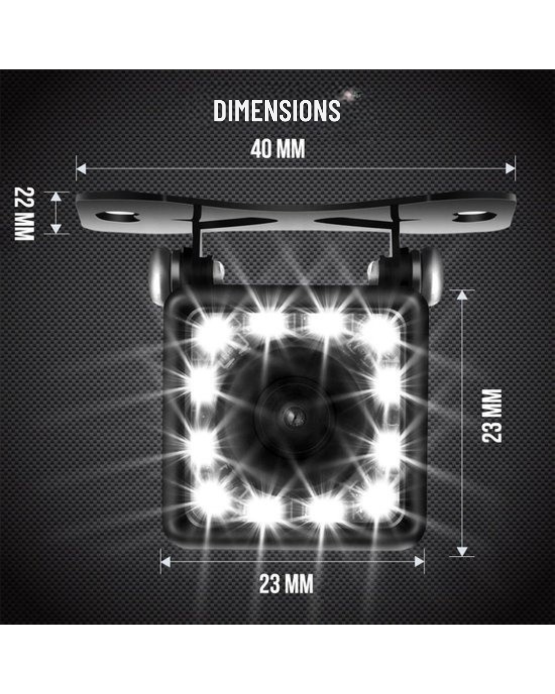 Strex Caméra de recul - RCA universel - Vision nocturne 12 LED - Étanchéité IP68 - Caméra de recul voiture