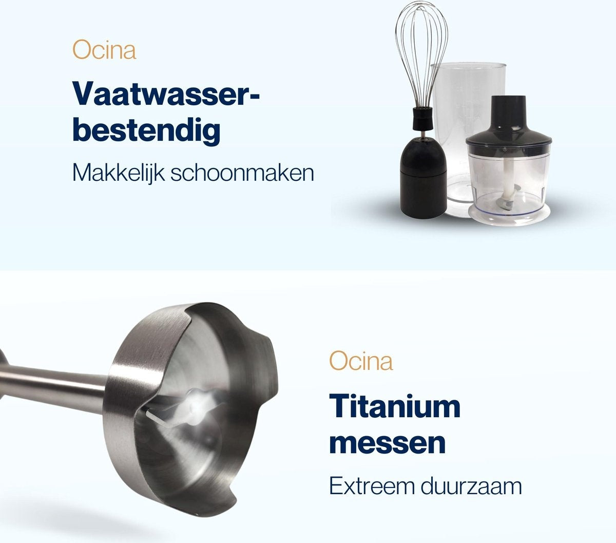 Ocina Hand Blender Set - 5-in-1 Mixer with Chopper - 800W - 600ML - stainless steel/Black