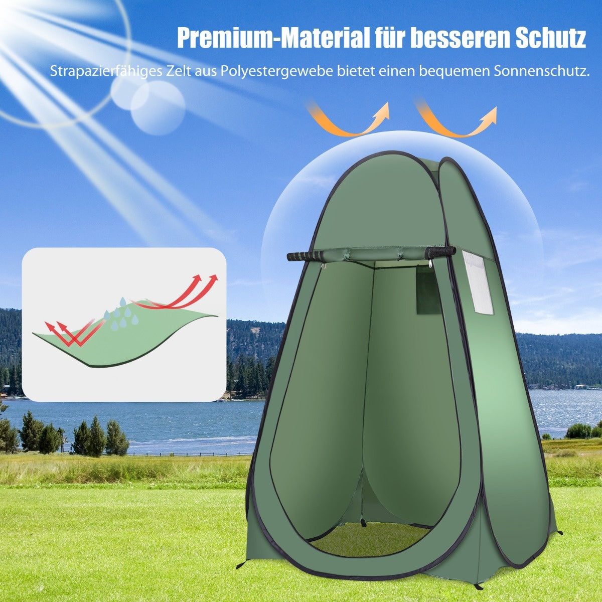Coast Tente douche de plage Tente dressing Tente toilettes Tente latérale Grande tente cabine pliante-Vert
