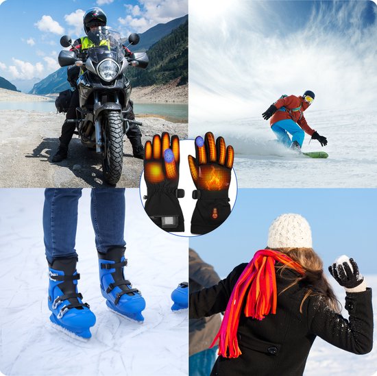 Qualitá® Heated Gloves - Gants chauffants - Résistants à l'eau - Gants électriques Taille L - Compatibilité avec écran tactile - Sports d'hiver - Rechargeable -